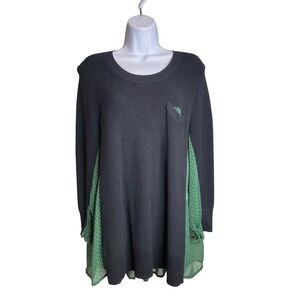Cabi Women's Green Get Together‎ Sweater Top Size M Flowy Chiffon Lagenlook Boho